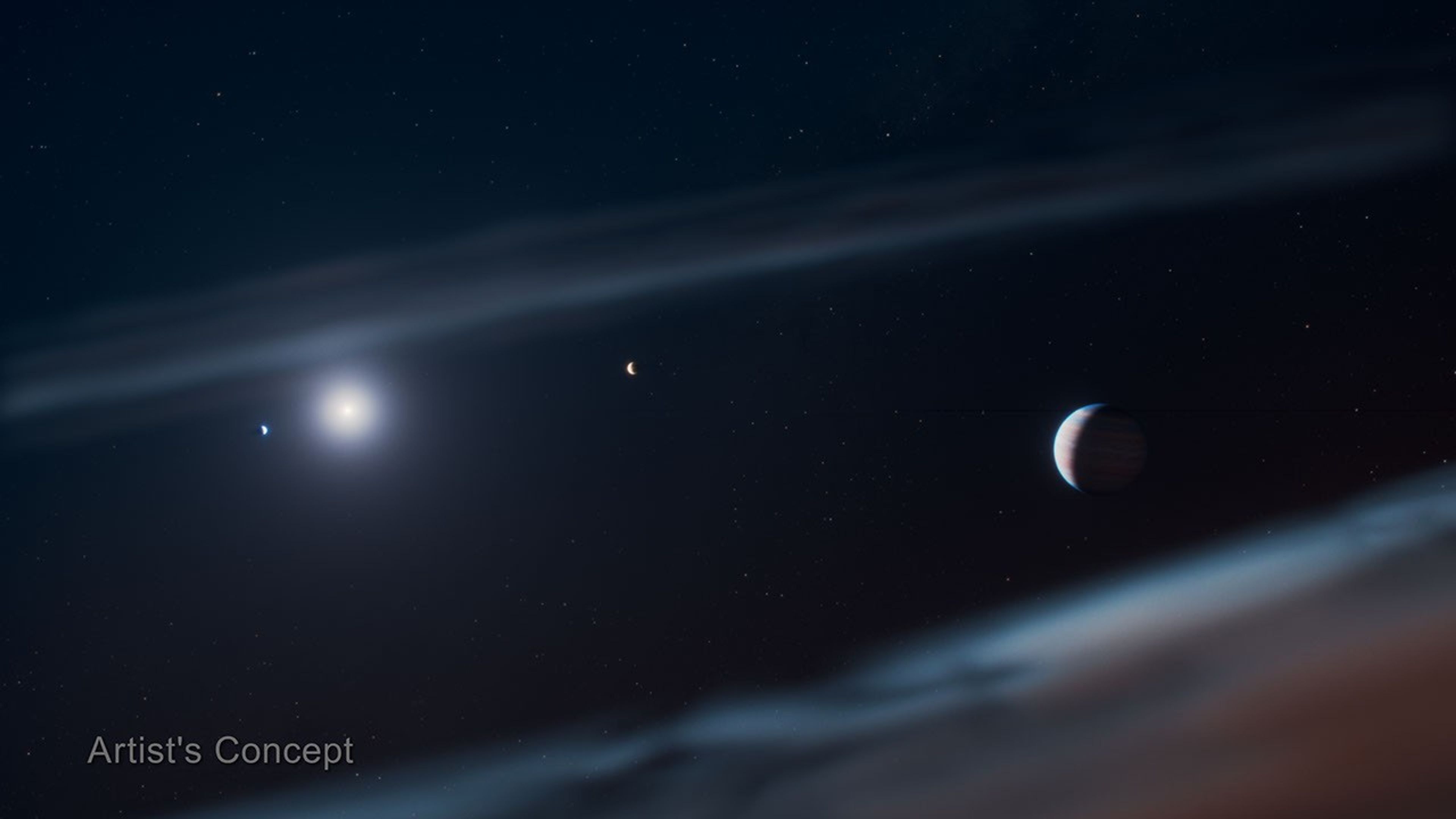 Artist’s concept of the Beta Pictoris system showing the newly discovered giant planet Beta Pictoris d.